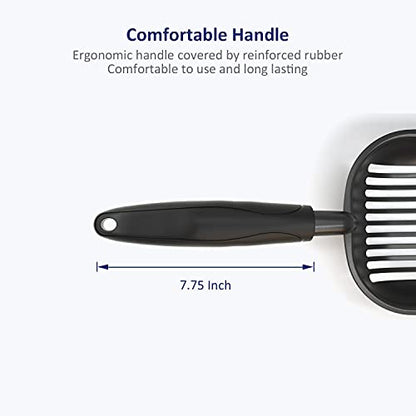 WePet Cat Litter Scoop, Non-Stick Plated Aluminum Alloy Sifter, Kitty Durable Metal Scooper, Deep Shovel, Long Handle, Kitten Pooper Lifter, Size Large, Coated Black Body with Black Handle - color: #06 Black, size: Large