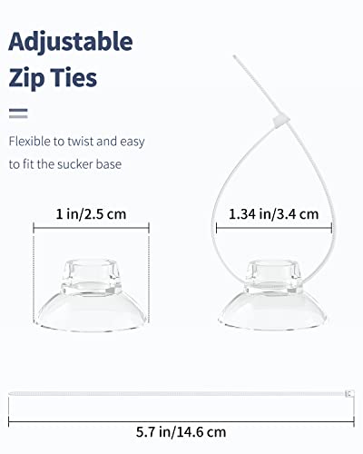 Pawfly 10 Pack Suction Cups with 20 Pieces Adjustable Zip Ties for Aquarium Fish Tank Binding Moss Shrimp Dodging Nest - size: 10 Pack