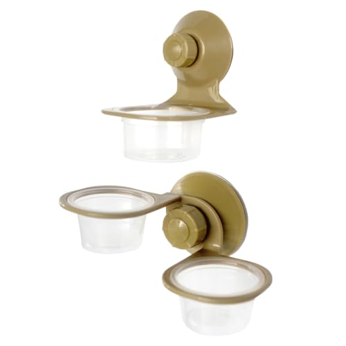 PRETYZOOM 2pcs Reptile Food Basin with Suction Cup, Lizard Feeding Bowl Pet Feeder Accessories for Terrarium, Sturdy Plastic Feeding Dish for Amphibians and Small Reptiles