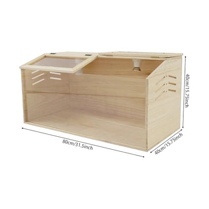 Quail Brooder Box, Soild Wood Brooder Box, Intelligent Breeding Boxes with Automatic Water Feeder Thermometer & Hygrometer Complete Set for Chicks Quail Birds Small Reptile Animals