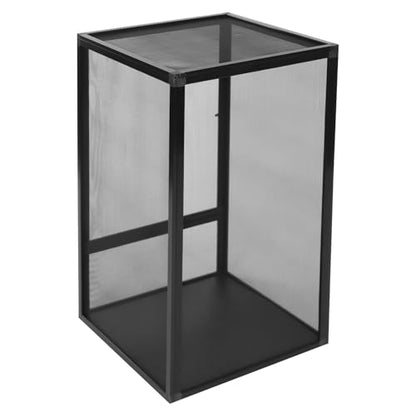 Micro Habitat Terrarium Enclosure Reptile Open Aluminum Screen Cage Black Large Reptiles Habitat Cage with Locking Latch for Small Tree Dwelling Reptiles, Amphibians, Spiders