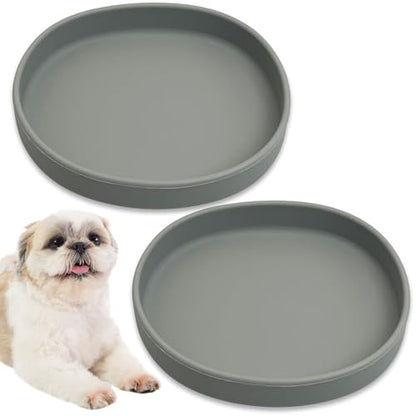 BNOSDM Silicone Dog Food Plate Shallow Dog Bowl Flat Cat Dish 2 Pack Small Puppy Plates for Small Dogs and Cats Whisker Fatigue Pet Feeding Bowls for Dry and Wet Food (Light Brown) - color: 2 Pcs - (Light Brown)