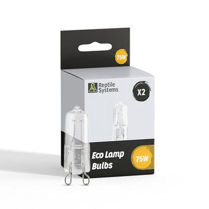 Reptile Systems Replacement Bulb Eco Halogen White Spot Lamp – White 75w, 2 Count – Replacement Bulb Kit for Reptiles & Amphibians – Light for Tanks, Vivariums & Crested Geckos