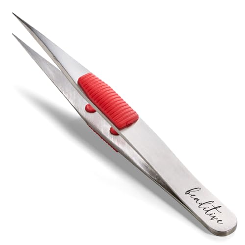 Beaditive High Precision Heavy-Duty Tweezers With Cushion - 4.7" Craft Tweezers for Sewing, Beading & DIY Crafts - Non-Serrated, Fine Point Tips - Stainless Steel Needle Nose Hobby Tweezers (Fuchsia) - color: Fuchsia