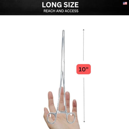 ADROIT 10.25" (26 cm) Stainless Steel Straight Hemostat Forceps | Precision Surgical Tool | Quick-Release Clamp | Robust Grip Teeth | Medical Use Quality - size: 10", style: Straight