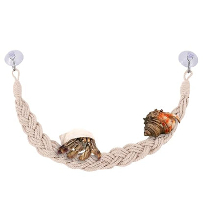 Hermit Crab Toys Tank – Reptile Terrarium Accessories Climbing, Jute Rope Ladder Lizards, Geckos Snakes | Tank - Reptile Terrarium Accessories Climbing Jute Rope Ladder Lizards Geckos S - color: Beige