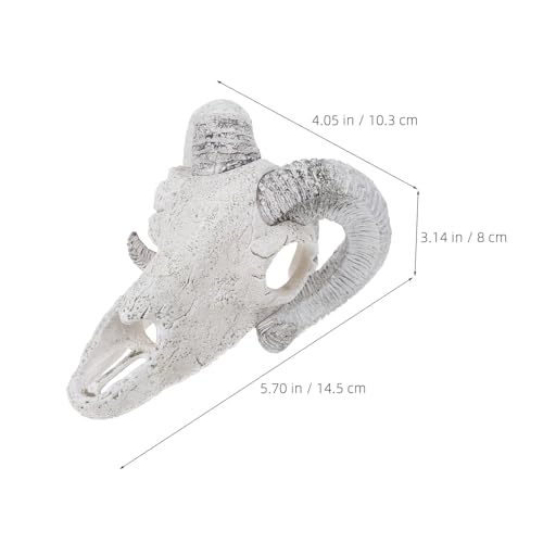 Alasum Reptile Hideout Shelter Skull Decor Resin Aquarium Tank Decoration Large White Ram Skull for Terrarium Habitat Accessories Suitable for Small Reptiles and Fish