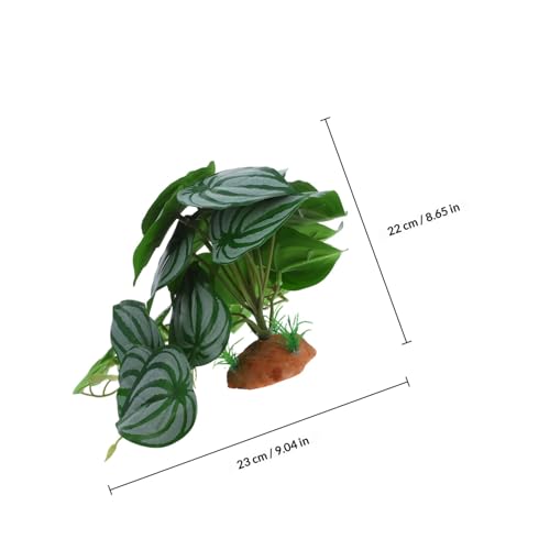 DOITOOL Reptile Decor Climbing Artificial Plant with Suction Cups for Terrarium Glass Container Decoration, Realistic Watermelon Leaf Design Suitable for Snake and Lizard Enclosures