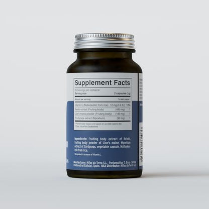 Hifas Equilibrium - Mushroom Complex with Organic Lions Mane, Cordyceps and Reishi - Stress and Mood Support Supplement - 60 Vegan Mushroom Capsules