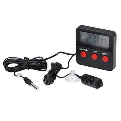 DTH 74 Humidity Temperature, Digital Thermometer Hygrometer, Accurate Indoor Outdoor Temp Sensor with External Probe, Clear Display for Room Greenhouse Reptile Terrarium