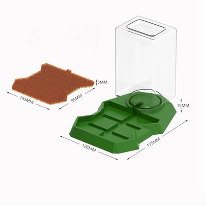 Reptile Water Dispenser with Bottle,Prevent Drowning Water Dispenser,Reptile Water Feeder with Absorbent Cotton, Feeding Accessories for Terrarium Tank, Turtle, Geckos, Lizards (Green, 18x13x8cm) - color: green