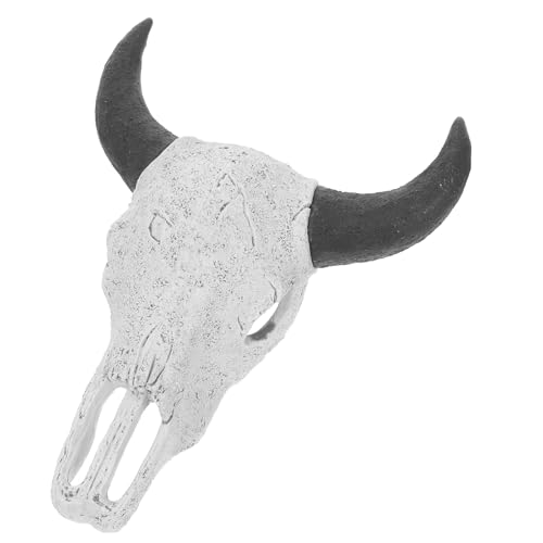 VALICLUD Large Black Horned Skull Reptile Hideout Resin Cave for Terrarium Habitat, Snake and Bearded Dragon Shelter Aquarium Decoration