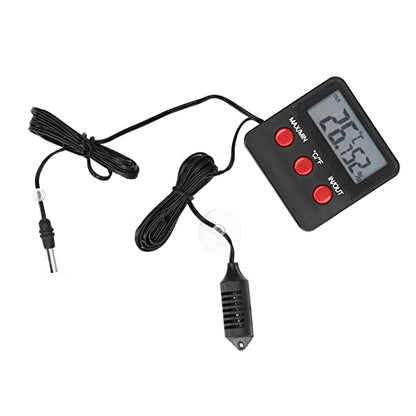 DTH 74 Humidity Temperature, Digital Thermometer Hygrometer, Accurate Indoor Outdoor Temp Sensor with External Probe, Clear Display for Room Greenhouse Reptile Terrarium