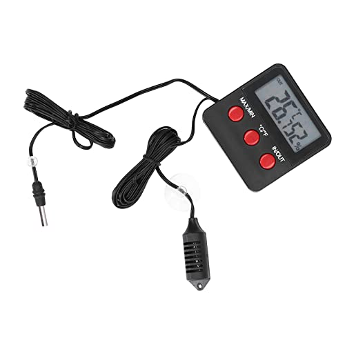 DTH - 74 Humidity Temperature Gauge, Mini Digital Thermometer Hygrometer, External Probe with Suction Cup for Indoor Outdoor Use, Accurate Sensor Meter for Room Greenhouse Reptile