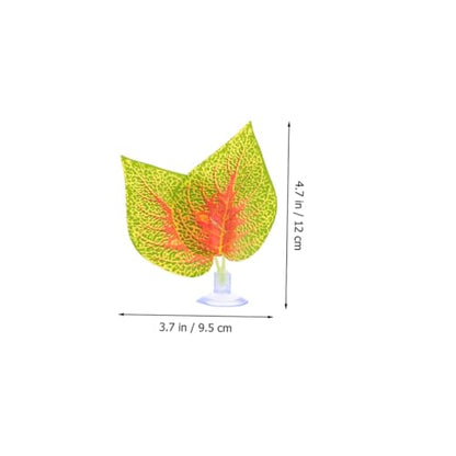 BESPORTBLE 4pcs Artificial Perilla Leaf Aquarium Decor with Suction Cups, Lifelike Plastic Plant Ornament for Fish Tank and Terrarium, Reptile Habitat Decoration