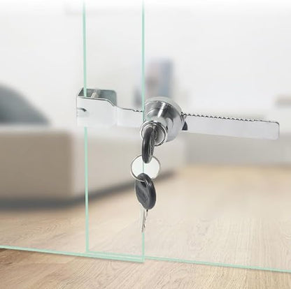2Pcs Sliding Glass Door Ratchet Lock, Keyed Alike Showcase Display with Chrome Finish