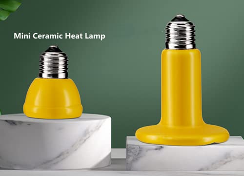 25W Ceramic Heat Lamp Mini Ceramic Heat Emitter Reptile Heat Bulbs Infrared Reptile Heater Lamp E26 Emitting Brooder Coop Heater No Light for Amphibian Lizard Aquarium Turtle Snake,2-Pack