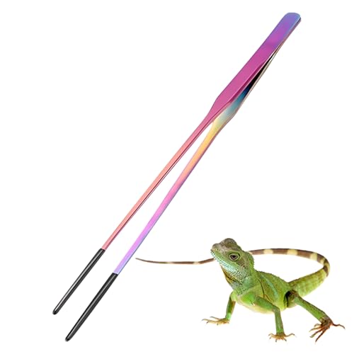Reptile Feeding Tongs with Rubber Tip, Stainless Steel Straight and Curved Long Aquarium Tweezers, Duty Extra Long Tweezers for Aquarium, Terrarium, Feeding Forceps for Reptiles Bearded Dragons Lizard - color: A