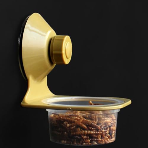 OUNONA 2pcs Suction Cup Lizard Food Bowls Reptile Feeding Supplies Single and Double Feeder Cups for Geckos and Amphibians in Terrarium