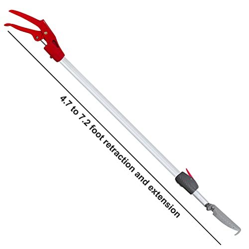 4.7-7.2 FT Snake Grabber Telescopic with Hooks, Rattle Snake Catcher Tool, Long Handle Reptile Wide Jaw Tongs