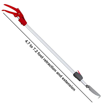 4.7-7.2 FT Snake Grabber Telescopic with Hooks, Rattle Snake Catcher Tool, Long Handle Reptile Wide Jaw Tongs