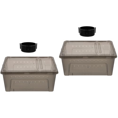 Reptile Feeding Box Portable Small Snake Terrarium Habitat Mini Pet Breeding Cage Hatching Container Transparent Lizard Houses for Tarantula Spider Scorpion Gecko Frog 2PCS