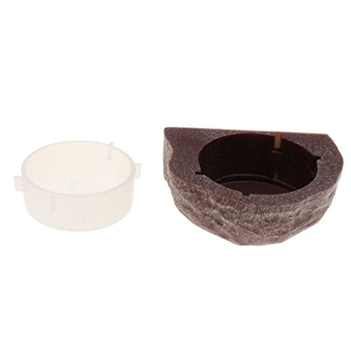2 Pieces Magnetic Feeding Bowl Reptile Feeder for Lizard Snake Crested Gecko (Brown) - color: Brown
