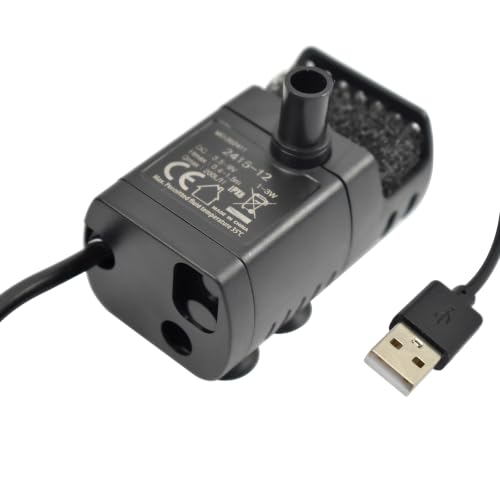 CONQUERALL DC 5V USB Cat Fountain Replacement Pump 1W 39GPH 2.3ft with 3.3ft Silicone Tube for Dog Drinking Bowl (Black) - color: Usb 5v 1w 150l/H 75cm Head