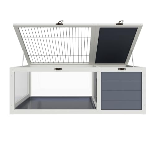 Wooden Tortoise Enclosure, Large Tortoise Habitat Enclosure Cage with Removable Waterproof Tray, Indoor & Outdoor Tortoise Habitat, for Small Animals and Reptile (39.5"× 24"× 12.8")
