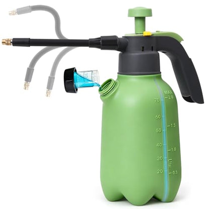 T4U 1/2 Gallon Pump Sprayer with Flexible Adjustable Nozzle, PP Hand Pump Pressure Sprayer with Built-in Measuring Cup for Home Garden Plant Care and Household Cleaning, Indoor & Outdoor Use - size: Flexible Nozzle