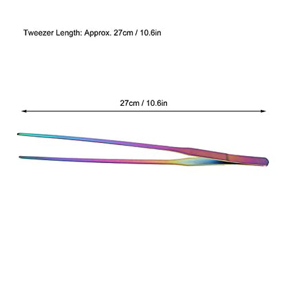 TITA-DONG 27cm Reptile Feeding Tongs, Rainbow Color Aquarium Tweezers Stainless Steel Fishbowl Long Tweezers, Aquascaping Tools for Hold Worms, Reptiles, Lizards, Bearded Dragon(27cm Straight Clip) - color: 27cm Straight Clip