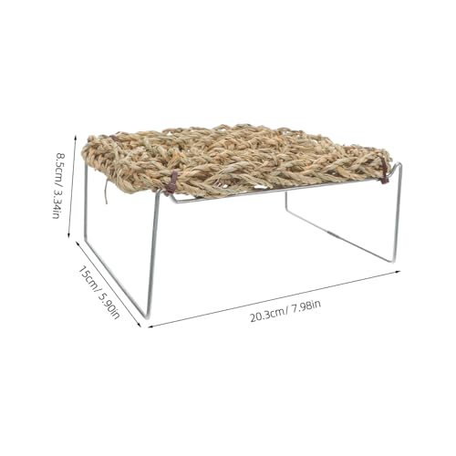 jojofuny Bearded Dragon Bed with Sea Grass Material, Rectangle Shape Climbing Habitat Decor, Wear-Resistant Lizard Hammock for Bearded Dragon and Leopard Gecko Tank or Outdoor Frog Habitat