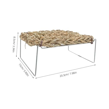 jojofuny Bearded Dragon Bed with Sea Grass Material, Rectangle Shape Climbing Habitat Decor, Wear-Resistant Lizard Hammock for Bearded Dragon and Leopard Gecko Tank or Outdoor Frog Habitat