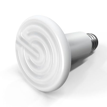 Simple Deluxe Ceramic Heat Emitter 100W Reptile Heat Lamp Bulb No Light Emitting Brooder Coop Heater for Amphibian Pet Snake Turtle & Incubating Chicken, No Harm, Color White, 1 Pack