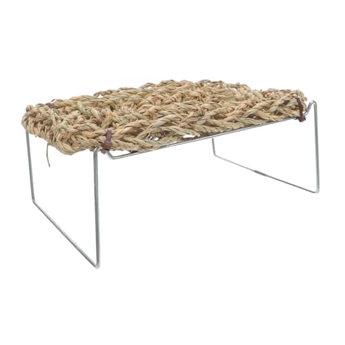 jojofuny Bearded Dragon Bed with Sea Grass Material, Rectangle Shape Climbing Habitat Decor, Wear-Resistant Lizard Hammock for Bearded Dragon and Leopard Gecko Tank or Outdoor Frog Habitat