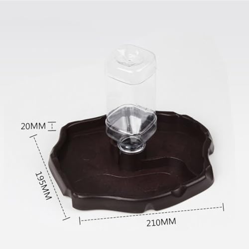 Reptile Water Dish and Food Bowl Automatic Water Feeder with Deep Brown Reservoir Suitable for Bearded Dragons and Lizards in Terrariums