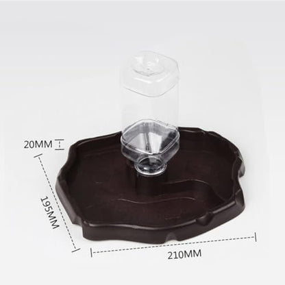 SHOWERORO Automatic Reptile Water Bowl and Feed Dish, Deep Brown Pet Water Dispenser with Reservoir for Bearded Dragon, Turtle, Lizard Feeding in Terrariums
