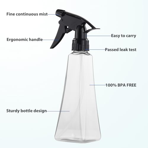 Spray Bottles (2-Pack, 12 Oz.) Mist/Stream, Plastic Water Spray Bottle for Hair, Plants, Cleaning, Cooking, BBQ, Pet - Empty Spray Bottles - Leak Proof - BPA-Free - Multicolor - color: Orange + Blue