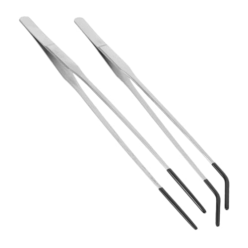 Homoyoyo 2pcs Reptile Tweezers Feeding Tongs Long Snake Feeding Tweezers Curved Heavy Duty Stainless Steel Feeding Tongs Snake Pet Supplies