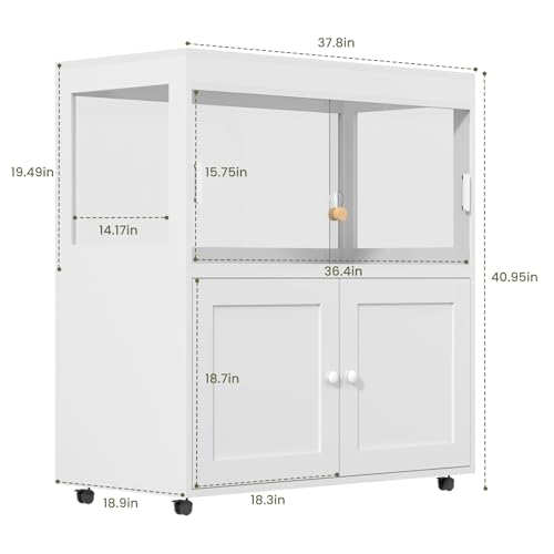 Reptile Terrarium with Storage Cabinet – Large 60 Gallon Tank with Wheels, Sliding Door & Metal Mesh Roof – Perfect for Lizards, Snakes, and More