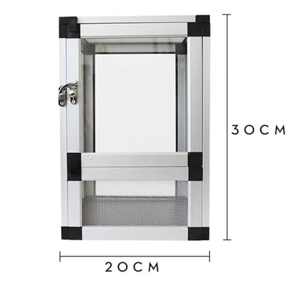Insect Breeding Box Reptile Habitat Screen Feeding Cage Insect Box Aluminum Reptile Container(Black) - color: Black
