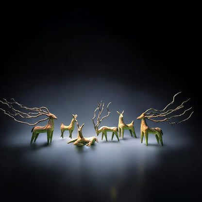 Azil Driftwood Deer Aquarium Decoration – Unique & Artistic Fish Tank & Terrarium Ornament, Safe & Eco-Friendly for Aquascaping & Reptile Habitats (Deer with Long Antlers)