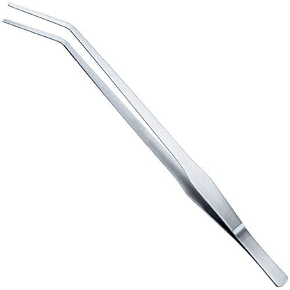 OIIKI 15 inch Curved Aquarium Tweezers, Stainless Steel Polished Tongs Tweezers with Precision Serrated Tips for Garden, Kitchen, Indoor & Outdoor - size: 15 inch Curved (1 PCS)