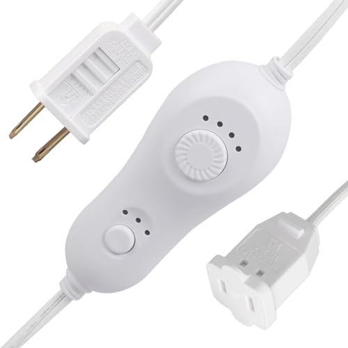 Plug in Dimmer, Upgrade Lamp Dimmer Switch, Timer Dimmers, Slide Control Light Timer for Dimmable Indoor Outdoor String Lights and Incandescent Bulbs, 6 ft Extension Cord, White - color: White