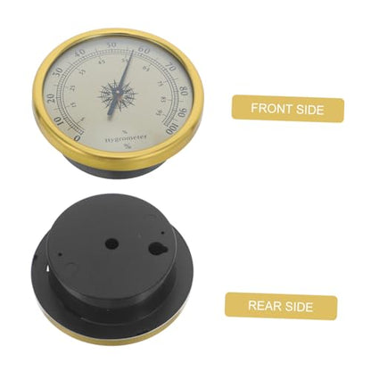 Mikikit Analog Hygrometer 72mm Gold No Battery Humidity Gauge Passive Indoor Humidity Monitor for Terrarium Greenhouse Guitar Case