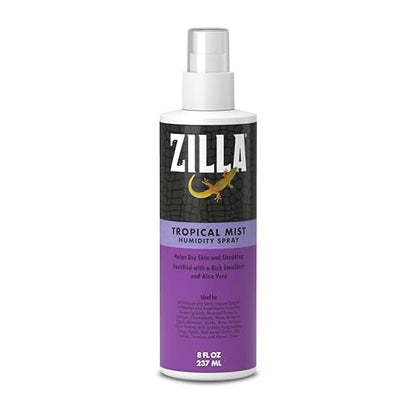 Zilla Tropical Mist Humidity Spray, Ideal for All Tropical Reptiles and Amphibians, Fortified with Aloe Vera - size: 8 Fluid Ounces