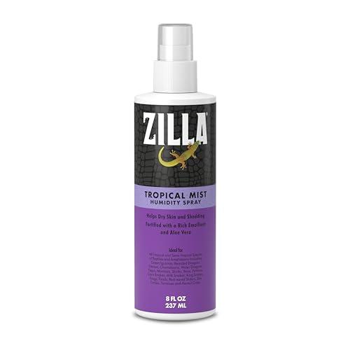 Zilla Tropical Mist Humidity Spray, Ideal for All Tropical Reptiles and Amphibians, Fortified with Aloe Vera - size: 8 Fluid Ounces
