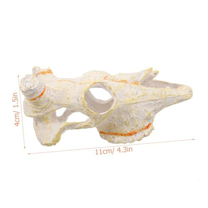 VICASKY Reptile Skull Hideout for Fish Tank Unique Resin Decoration for Aquariums and Terrariums Durable Faux Animal Skull Molding for Pet Reptiles