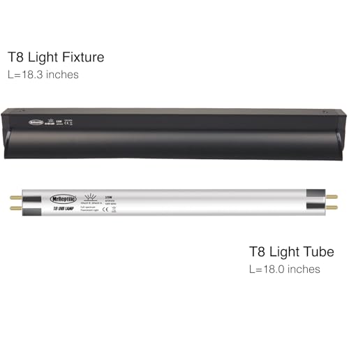 MRREPTILE T8 UVB Reptile Light, 15W 10.0 UVB Lamp for Desert Reptiles, Bearded Dragon UVB Light Bar, UVB Reptile Liner Light Fixture and Tube Bulb