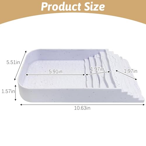 PINVNBY Reptile Bathing Pool Plastic Tortoise Food Dish with Ramp Leaf Reptile Food Dish & Water Bowl Tortoise Habitat Accessories for Frog Lizard Box Turtle (White)